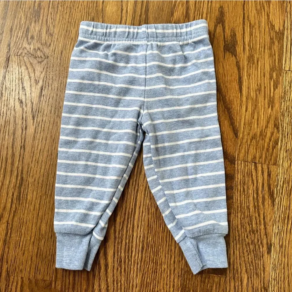 Carter’s dinosaur hoodie and striped pants outfit, size 6-9M
